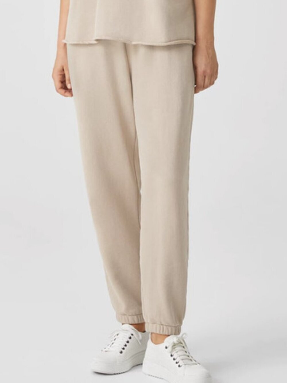 🌟 EILEEN FISHER 🌟 ORGANIC COTTON FRENCH TERRY JOGGER SWEAT PANTS BEIGE SZ M